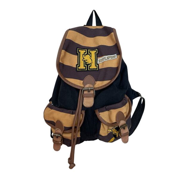 Harry Potter Backpack HufflePuff Varsity Knapsack Drawstring Bioworld Casual Bag - Picture 1 of 16